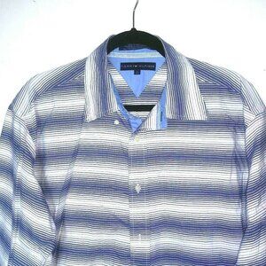 Mens Tommy Hilfiger striped dress shirt blue white